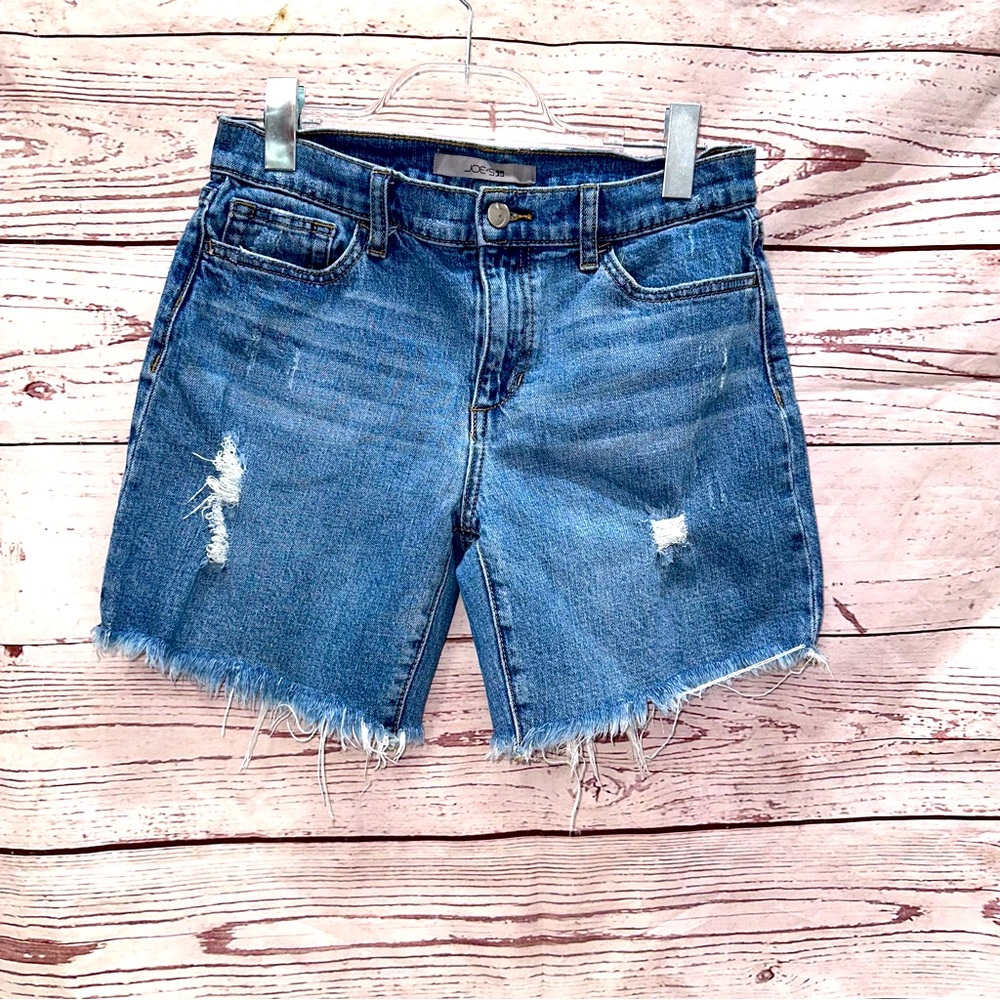 Joe's Jeans Denim Shorts Distressed Cut Off Raw Hem Medium Wash Size 27